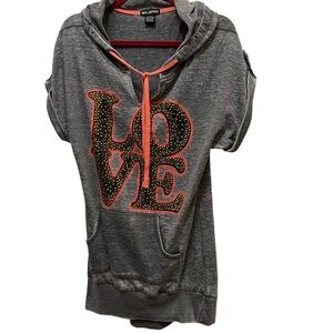 Miss Chievous Love Gray Burnout Hoodies Junior Size Large